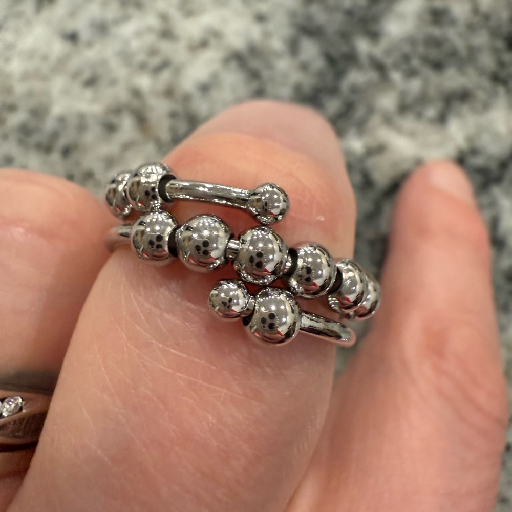 Stainless Steal Beaded Anxiety Ring